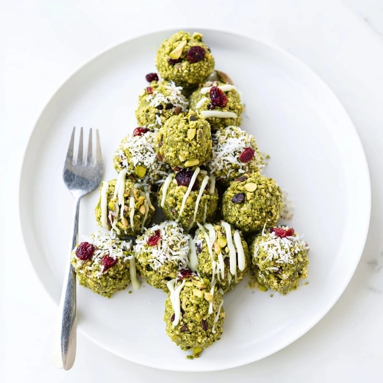 These delicious Matcha Pistachio Christmas Tree Energy Bites offer a healthy, no-bake treat with a beautiful appearance.