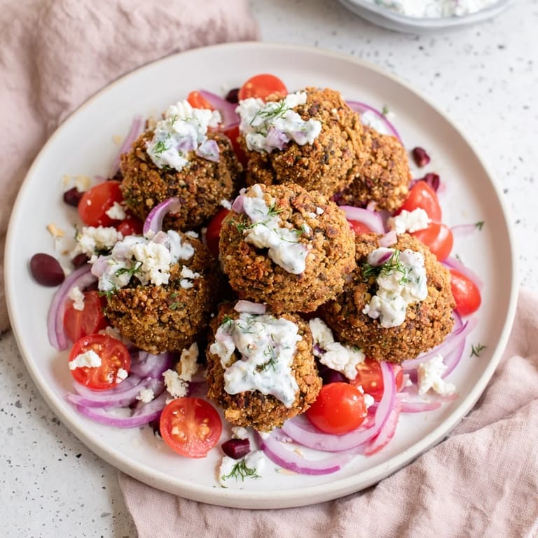Creamy tzatziki and fresh veggies fill the yummy Festive Falafel & Tzatziki Christmas Wrap.