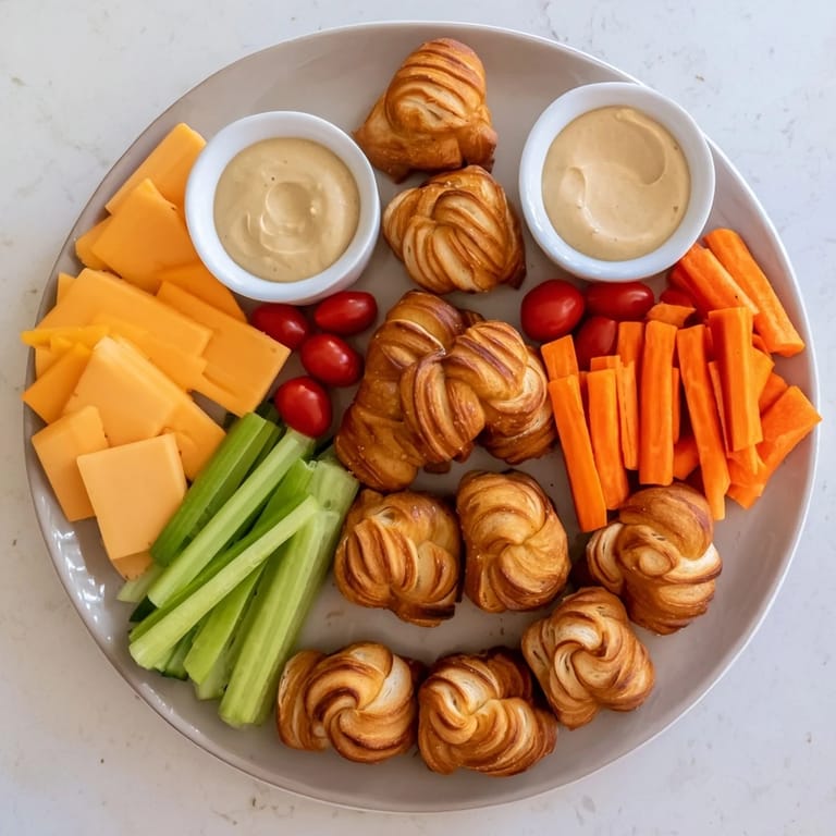 This delicious Renard Rusé Snack Assortment features colorful vegetables, cheeses, and sweet treats ready to enjoy.