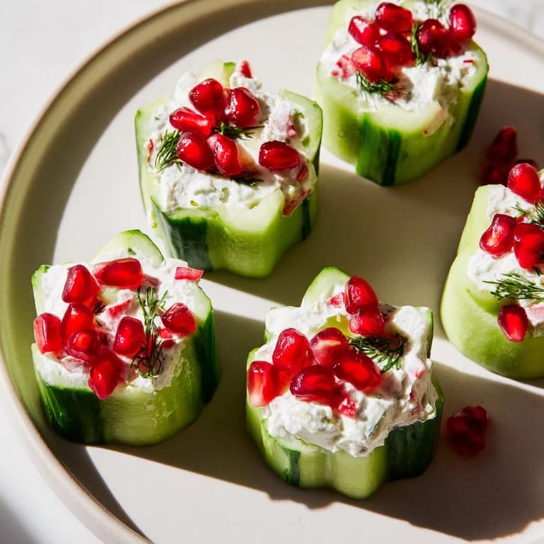Freshly made winter salad featuring elegant snowflake cucumber cups, ready for a party.