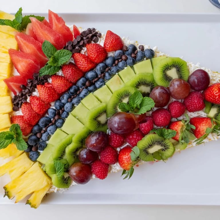This Birthday Board features a delightful arrangement of fruit, showcasing a vibrant, delicious cake slice.