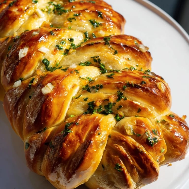Close-up of freshly baked star shaped garlic bread, with a glistening, golden crust and savory aroma.