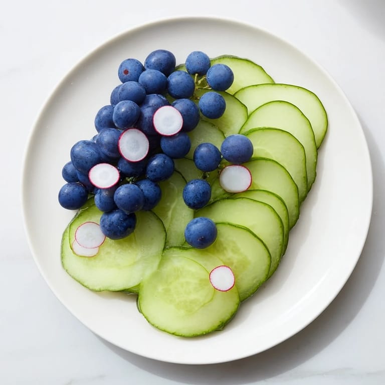 A stunning Peacock Tail, a chilled cucumber and grape platter, ready to serve as a vegetarian snack.