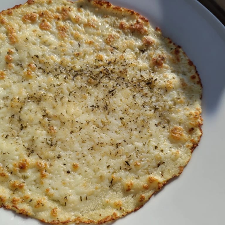 Freshly baked and crispy cauliflower pizza crust, perfect for a gluten-free pizza night.