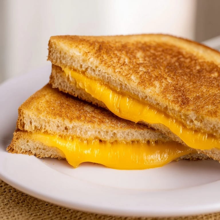 See the air fryer grilled cheese's melted cheese oozing from the perfectly toasted bread slices.