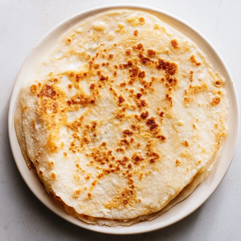 Freshly cooked cottage cheese flatbread, with a soft interior and golden edges, ideal for dipping.