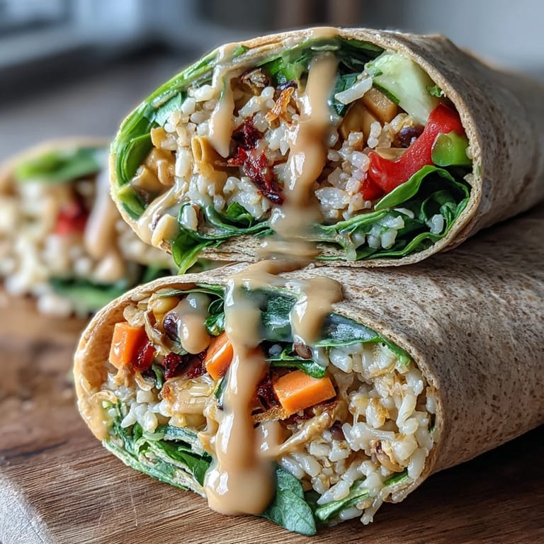 Freshly rolled Black-Eyed Pea Wraps served with a lemon-tahini dip on a vibrant lunch plate.