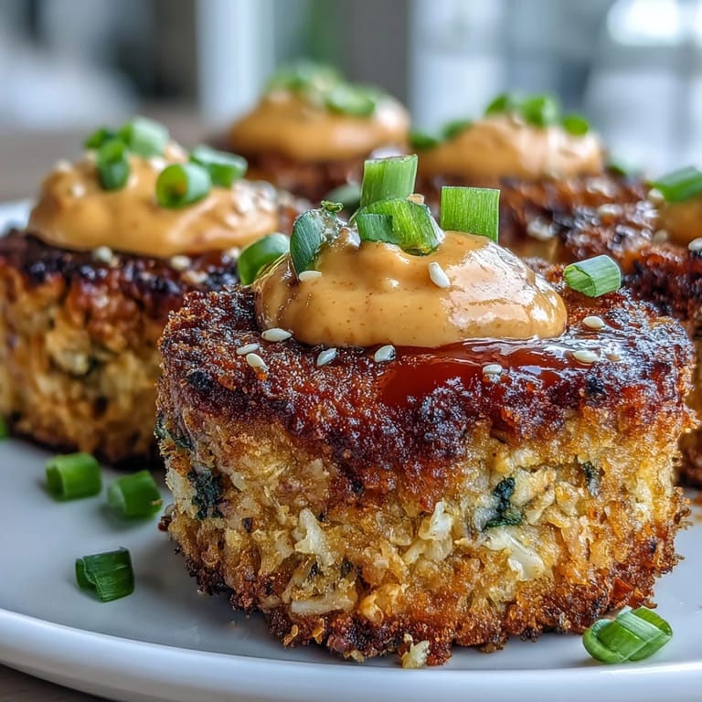 Freshly fried Asian-Style Tuna Cakes garnished with green onions and sesame seeds for garnish.