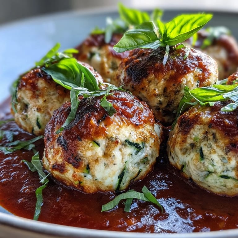 Freshly simmered Clean Eating Turkey and Veggie Meatballs with Marinara, perfect over zucchini noodles for a healthy dinner.