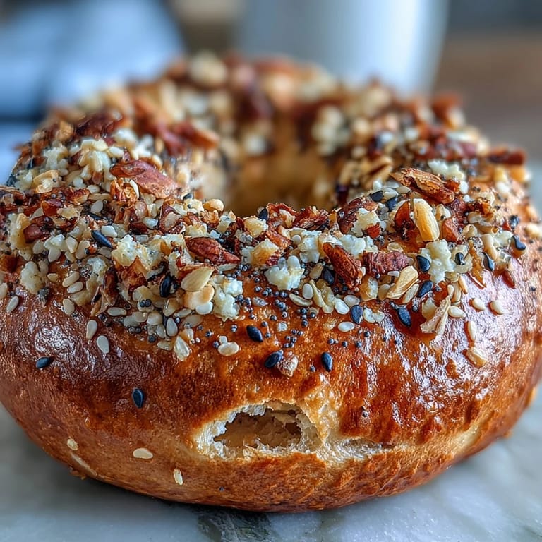 Freshly baked Greek yogurt bagels sprinkled with savory everything seasoning, offering a healthier, no-yeast twist on a classic favorite.