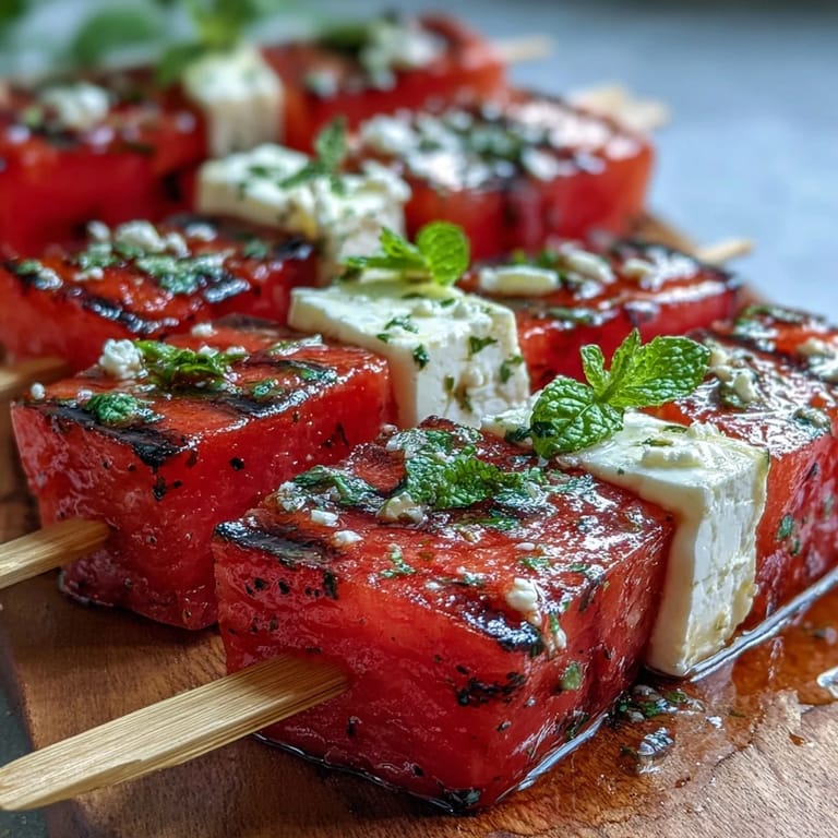 Vibrant watermelon feta mint skewers, perfect for easy entertaining and refreshing party bites.  