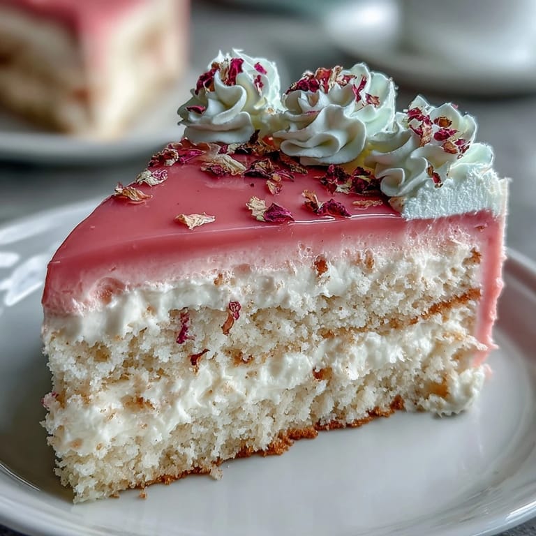 Showstopping vanilla layer cake with silky pink ombre buttercream, adorned with delicate edible flowers for Mothers Day.